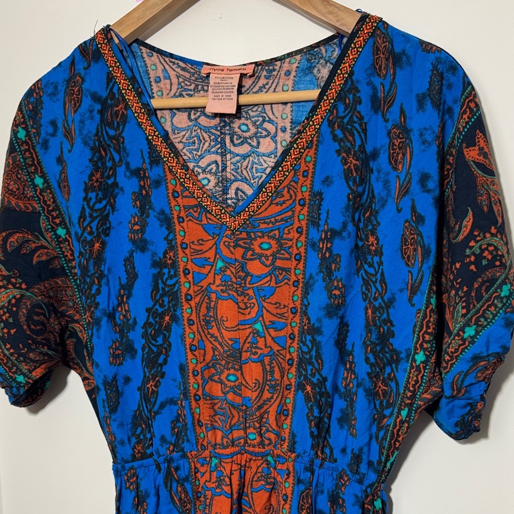 Flying Tomato Blue and Orange Boho Dress